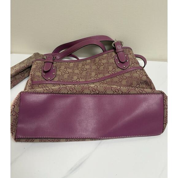 Liz & Co. Purple Logo Shoulder Bag Tote Purse Double Handle Zipper Compartments. - Picture 12 of 12